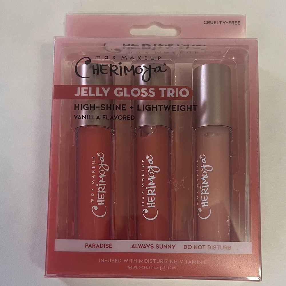 Cherimoya Jelly Gloss Trio Pink Shades Hydrating Vitamin Lightweight High-Shine